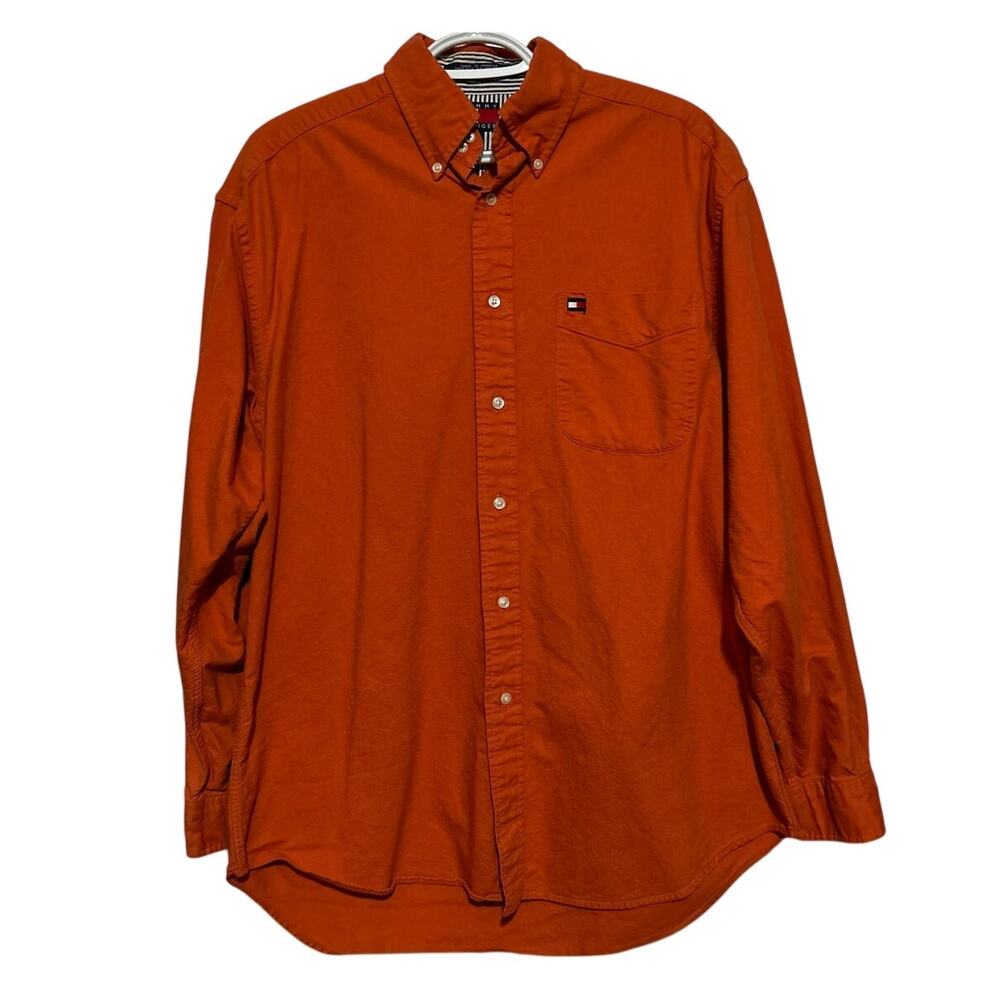 Tommy Hilfiger Men's Orange Long Sleeve Button Down Shirt Size M